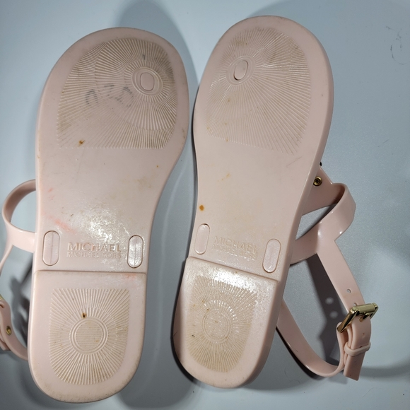 Michael Michael Kors Jelly Sandals Womens 8M Pink Gold Logo Buckle *Read - Picture 7 of 15